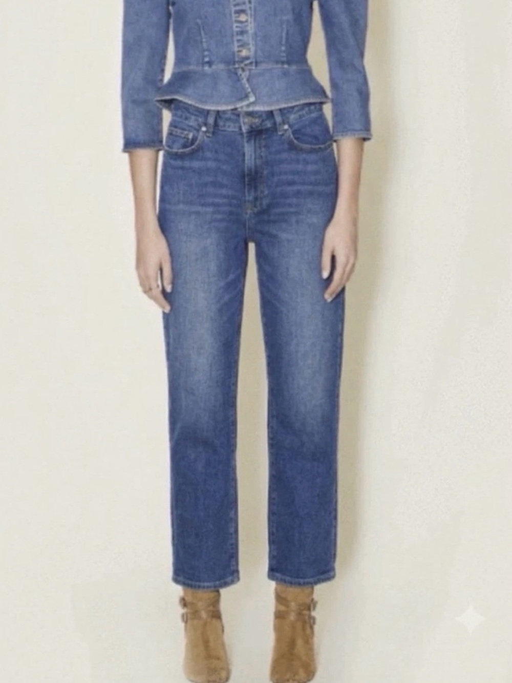 Le Jean Mia High-Rise Straight Leg Jeans in Medium Blue - 27